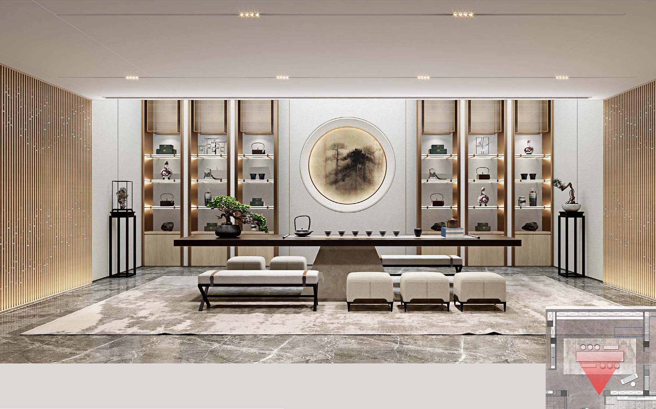 太平.某山莊A戶型新中式樣板間裝飾裝修工程(圖2) 00負一層茶室.jpg