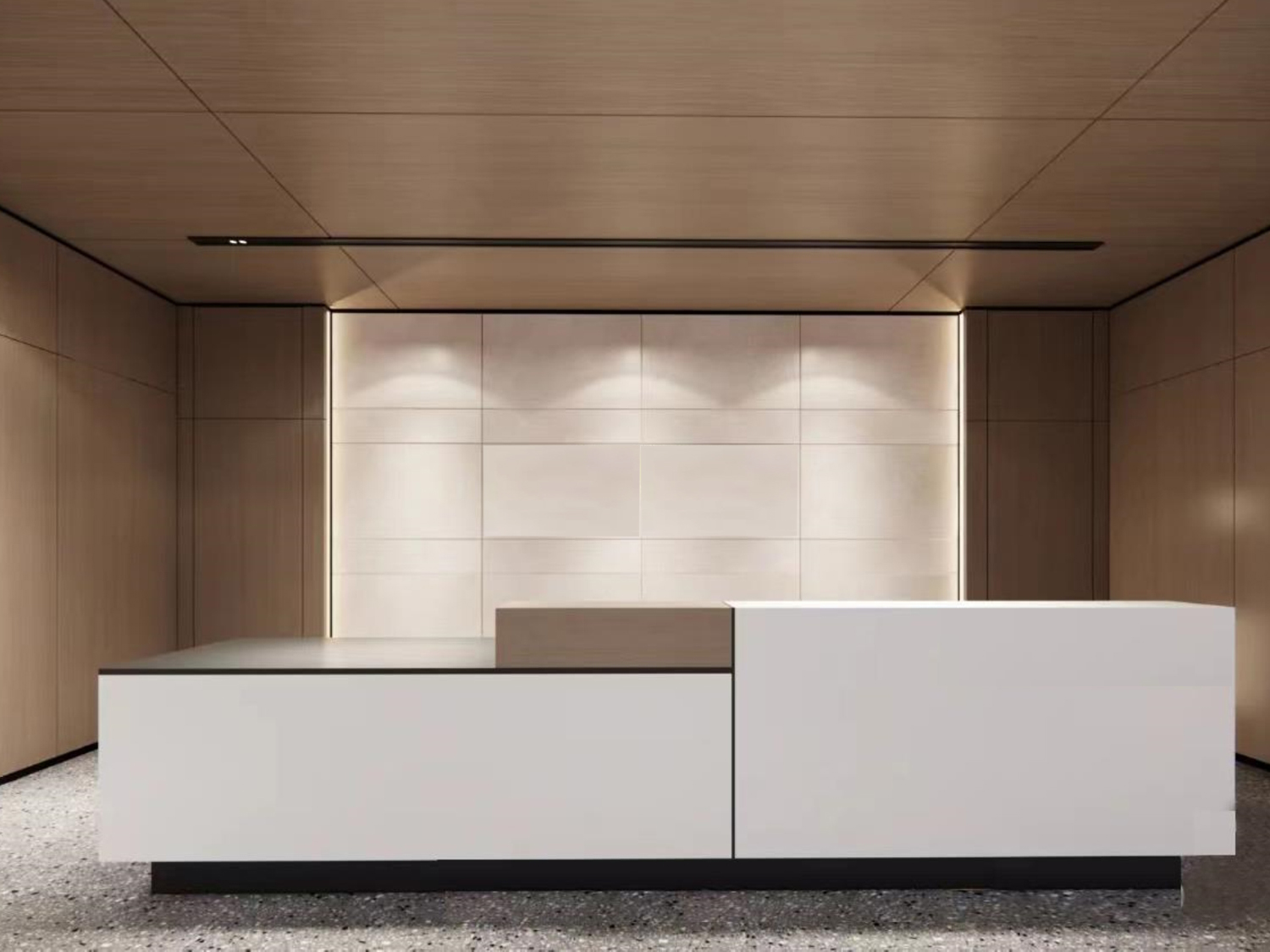 合肥金保大廈沃龍新辦公室裝修設(shè)計(jì)案例(圖1) 前臺(tái).jpg